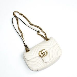COPY - Authentic Gucci GG Marmont White Chain Pur…